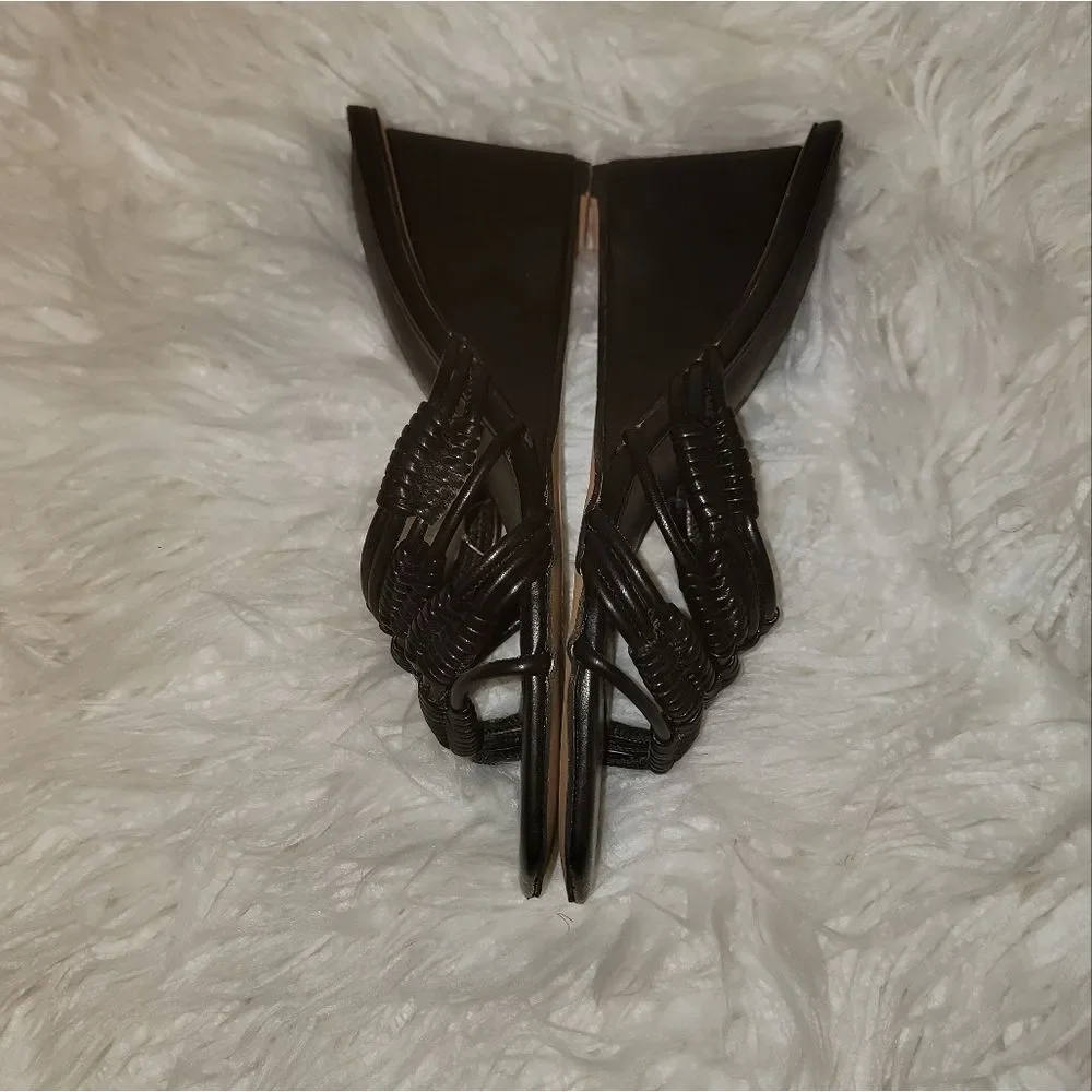 🆕️👡Gabrielle Union Harmoni Woven Wedge Slides, Black, Sz 8.5